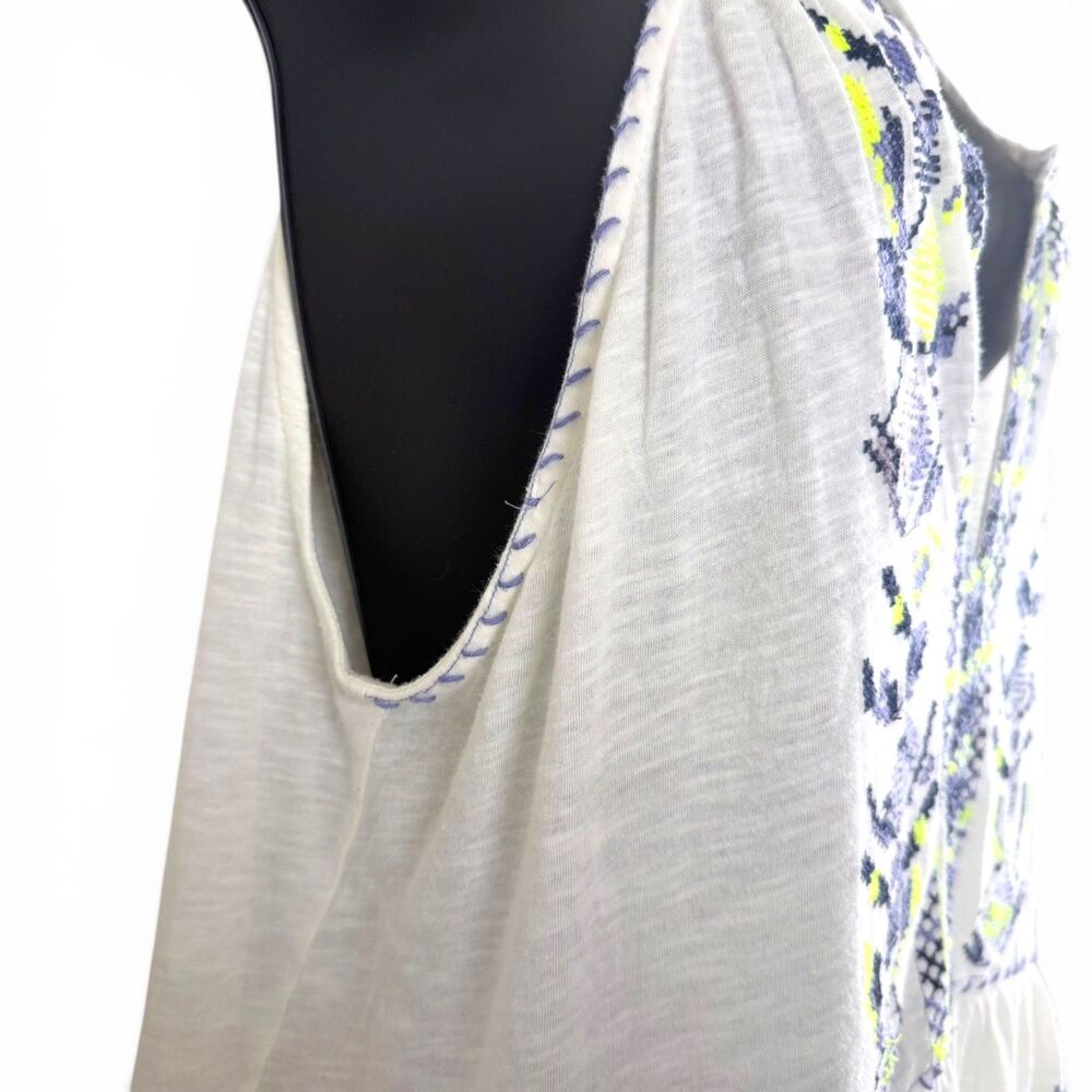 maeve by anthropologie neela embroidered babydoll bohemian white women's tank l - Picture 6 of 10